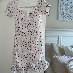 Zara white cherry dress size M